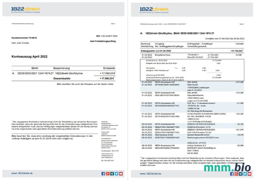 Georgia Bank of Georgia konto statement szablon Worda i PDF